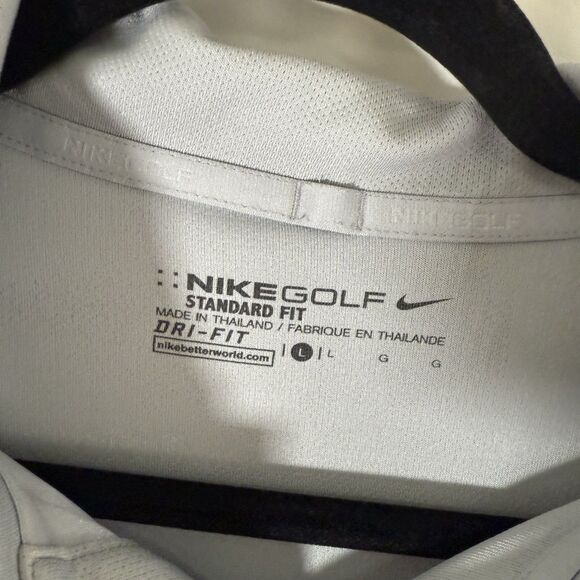 Nike Golf Polo Men's Large Grey Short Sleeve Standard Fit Dri-Fit 2 Tone Polyest - Picture 5 of 14